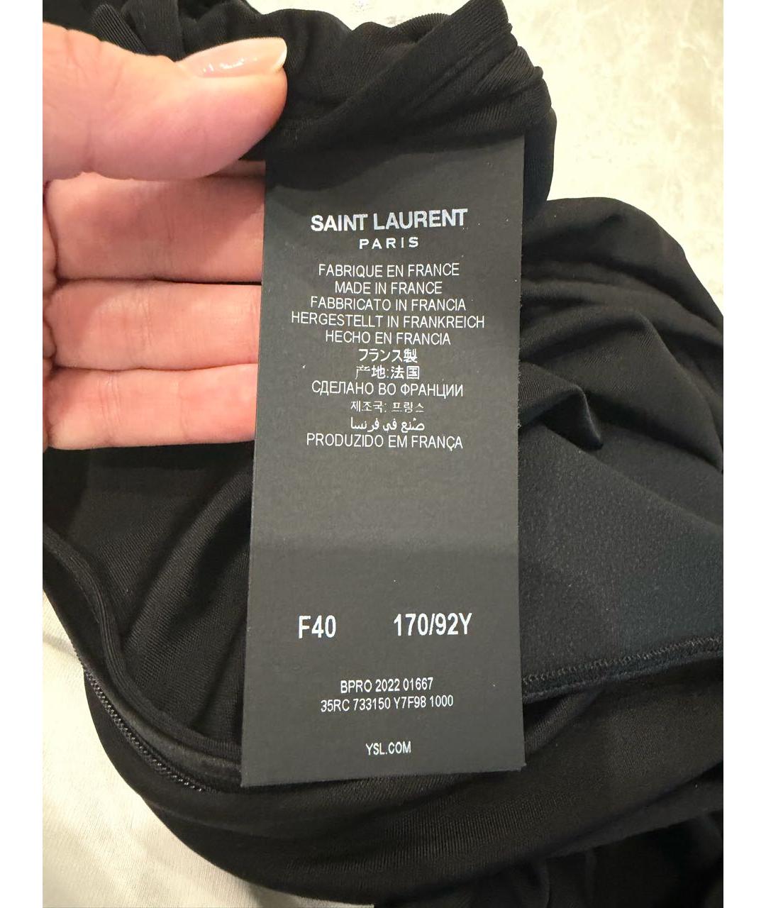 SAINT LAURENT Черное вискозное вечернее платье, фото 3