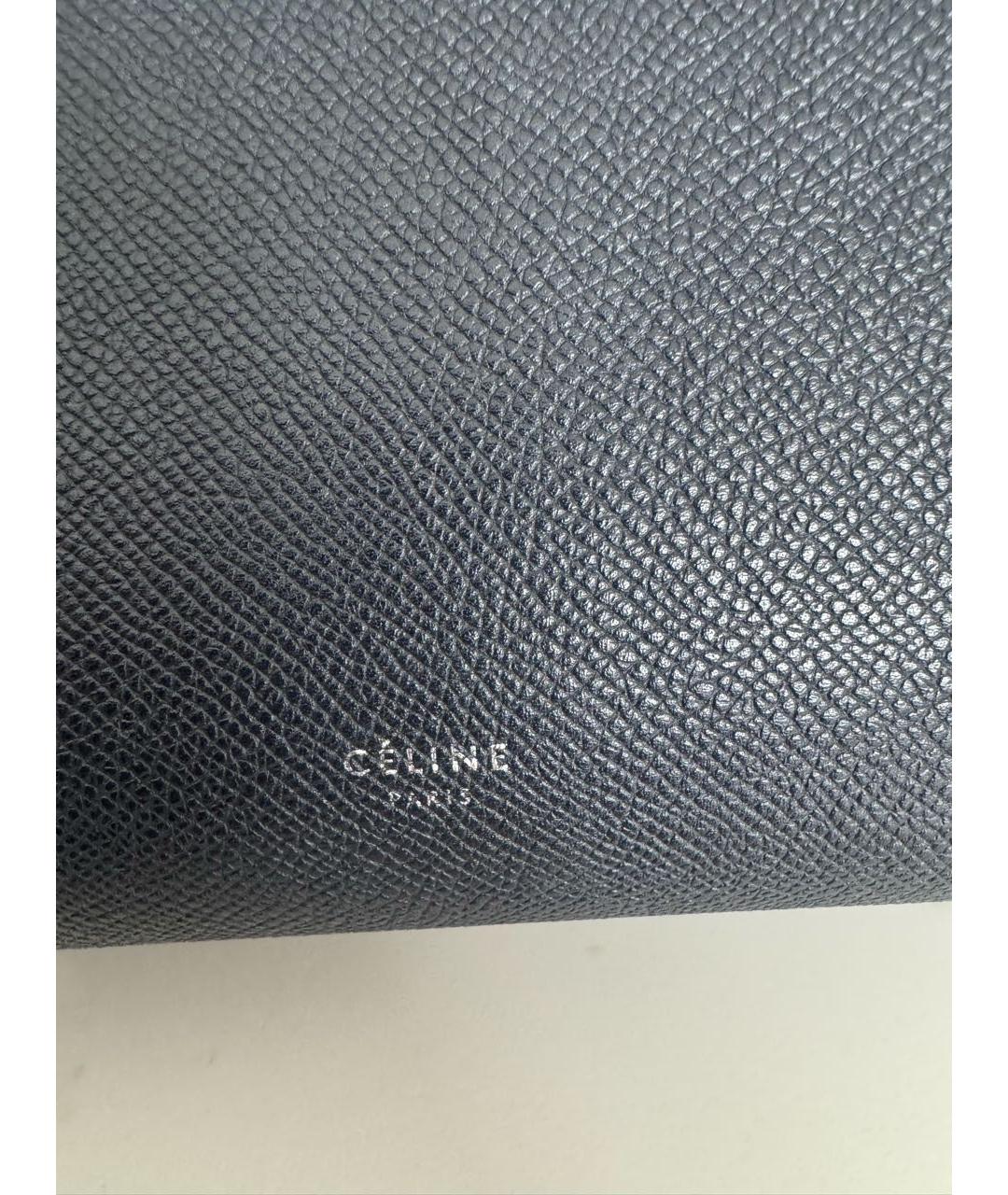 CELINE Темно-синяя кожаная сумка с короткими ручками, фото 4