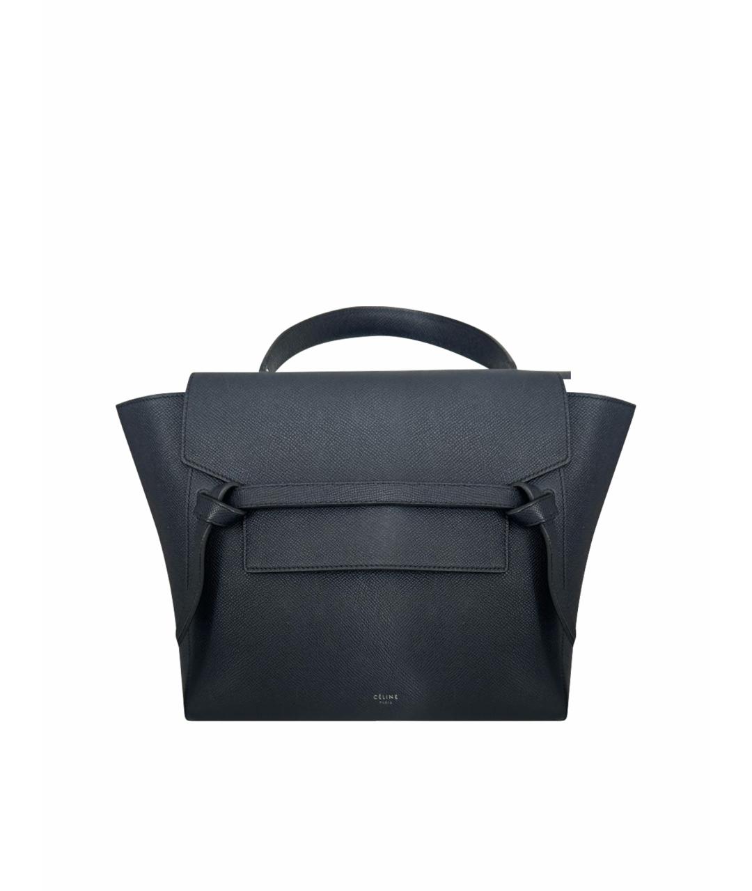 CELINE Темно-синяя кожаная сумка с короткими ручками, фото 1