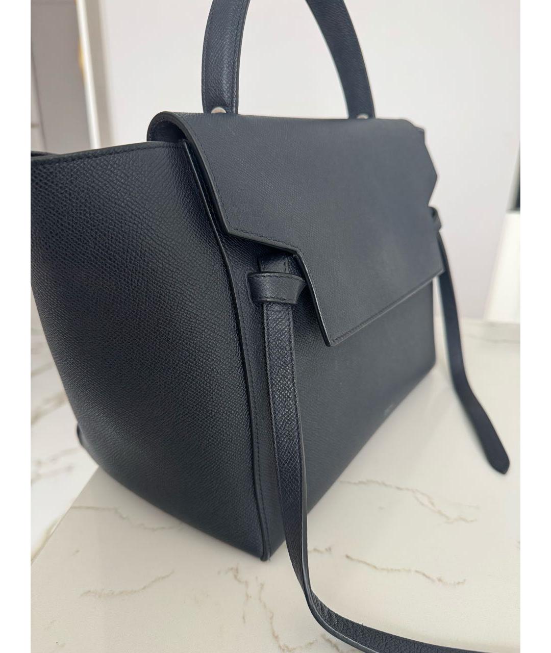 CELINE Темно-синяя кожаная сумка с короткими ручками, фото 2