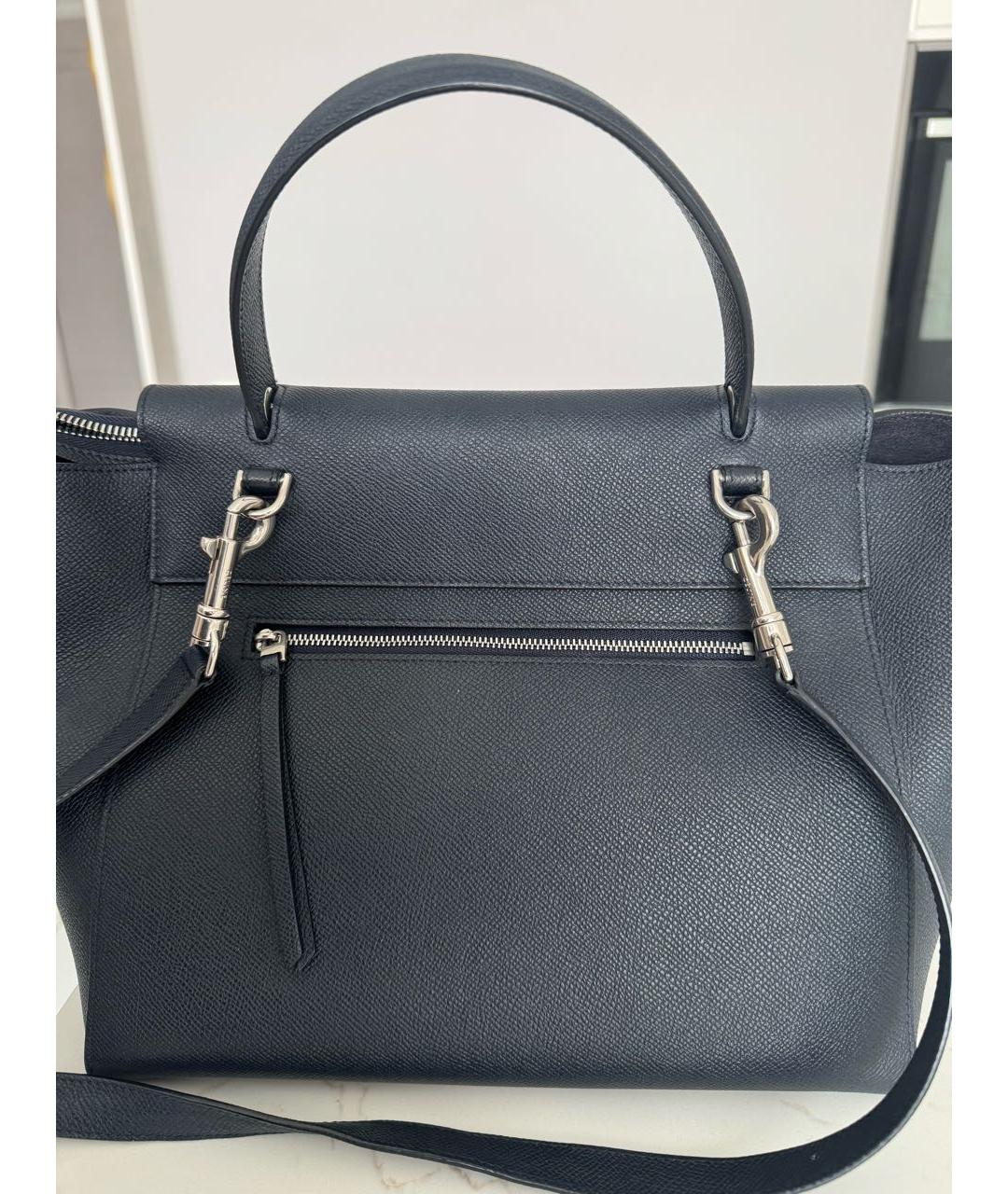 CELINE Темно-синяя кожаная сумка с короткими ручками, фото 3