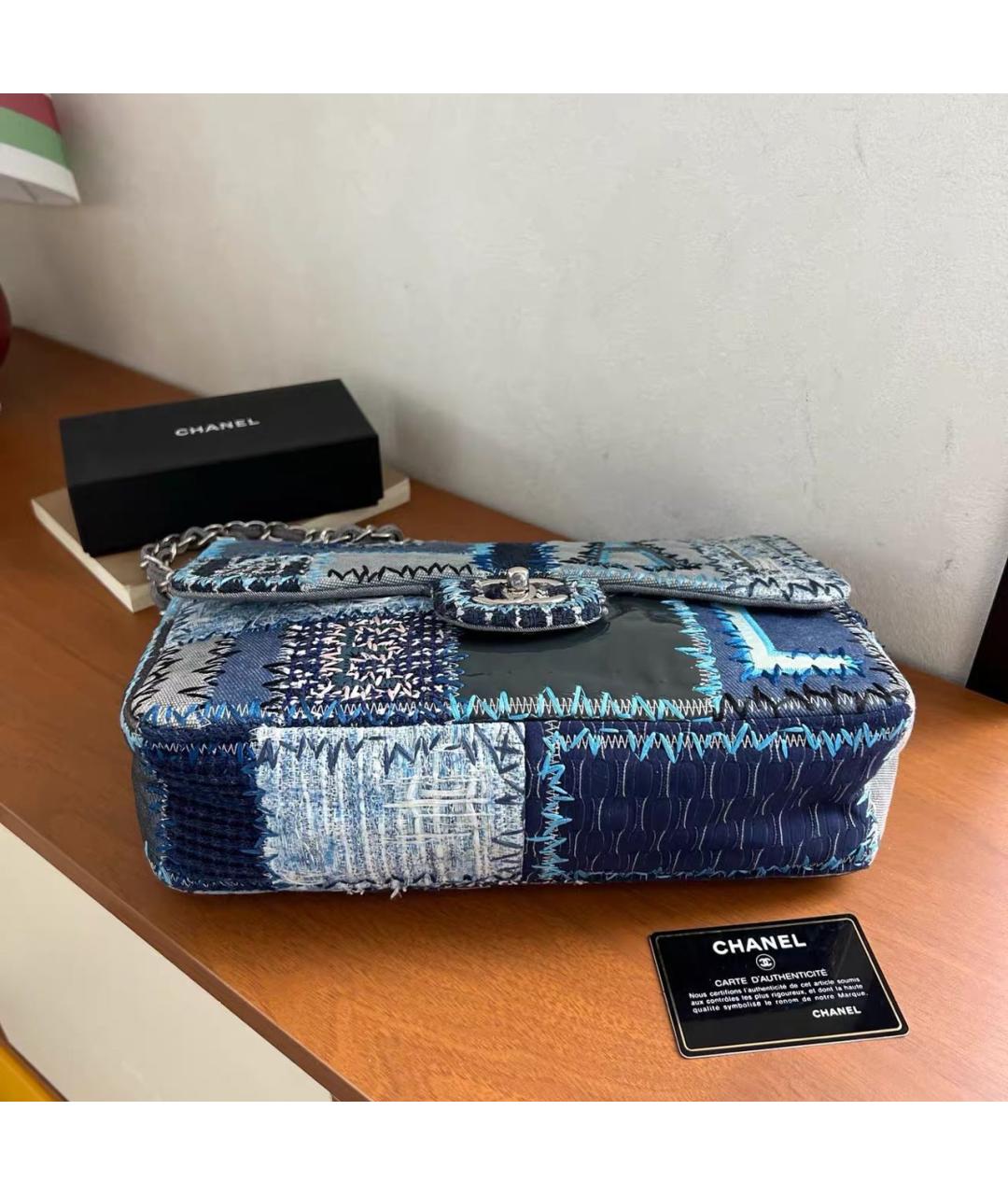 CHANEL Синяя тканевая сумка через плечо, фото 5