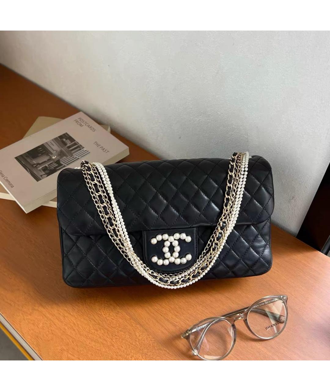 CHANEL Черная кожаная сумка через плечо, фото 8