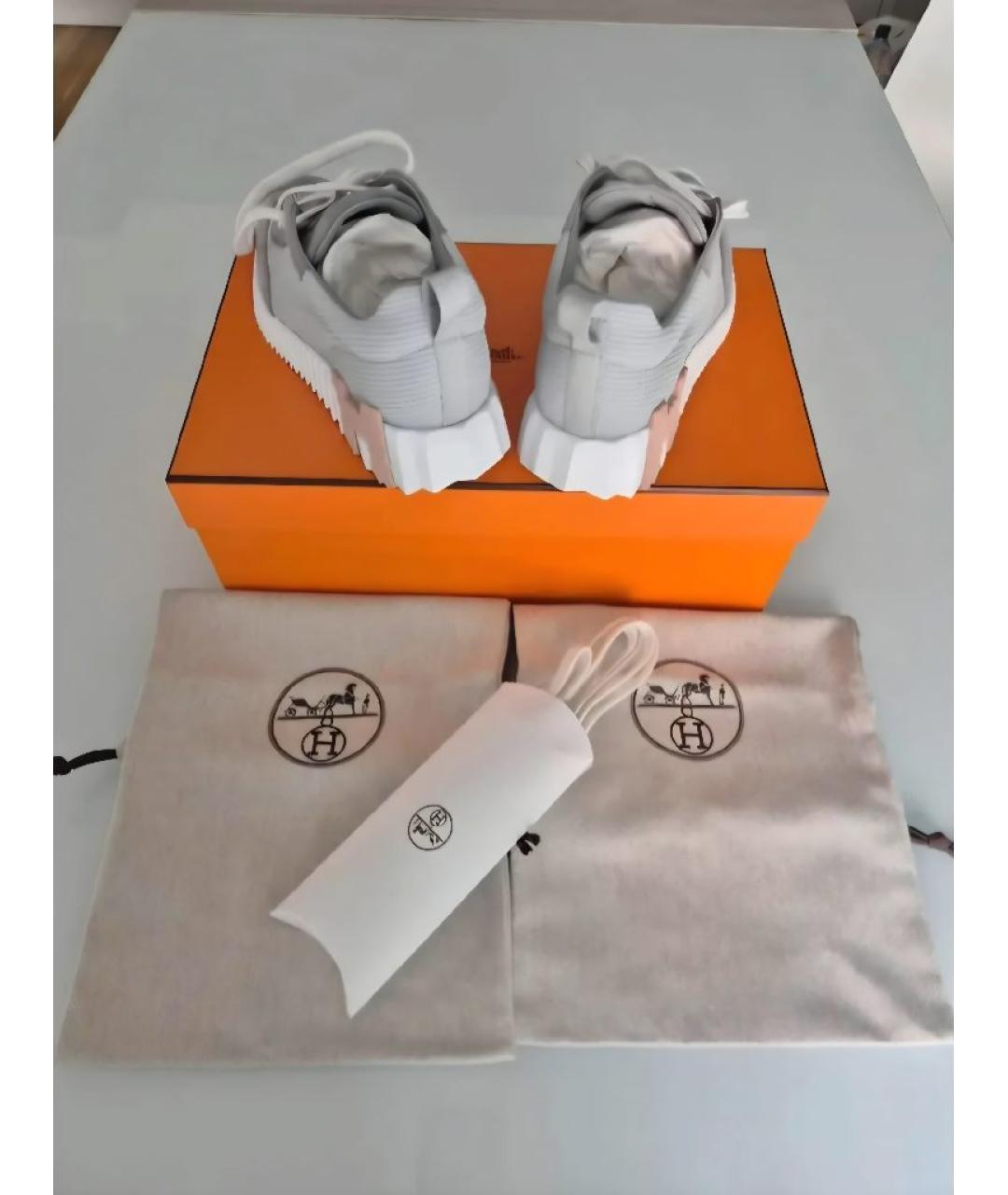 HERMES Серые кожаные кроссовки, фото 3