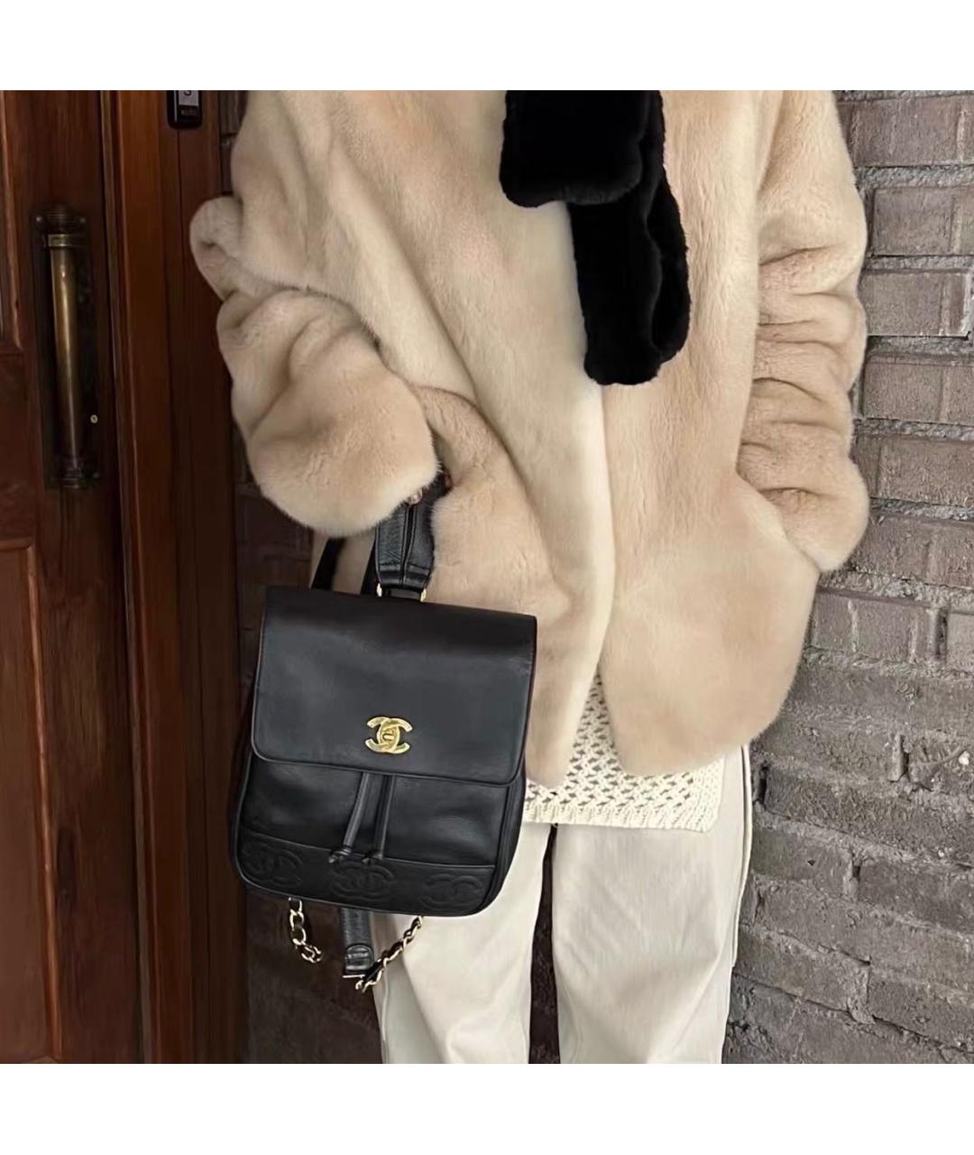 CHANEL Черный кожаный рюкзак, фото 4