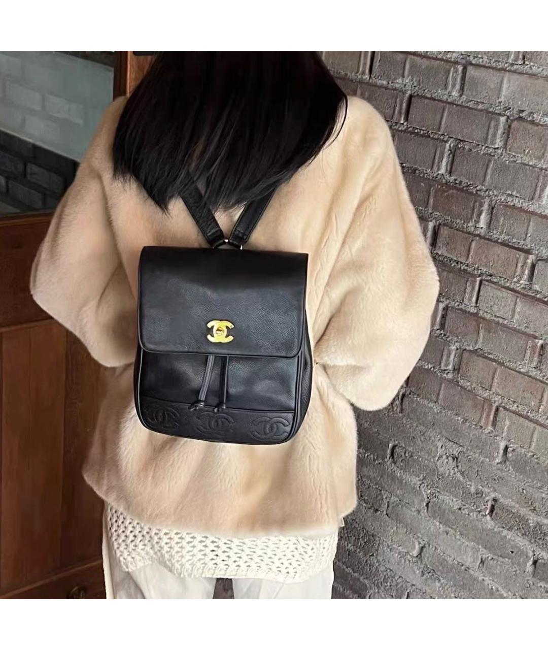 CHANEL Черный кожаный рюкзак, фото 5
