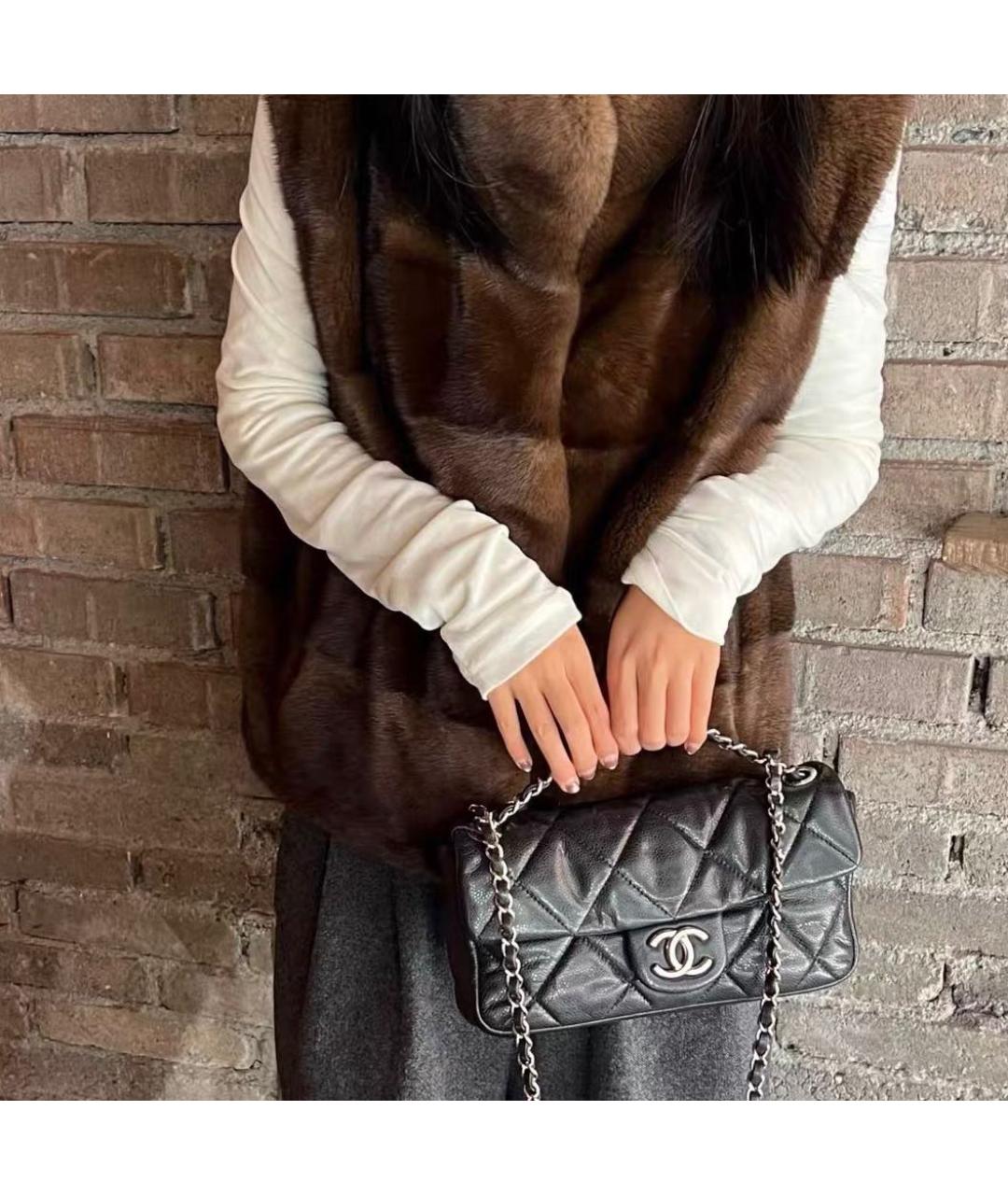 CHANEL Черная кожаная сумка через плечо, фото 5