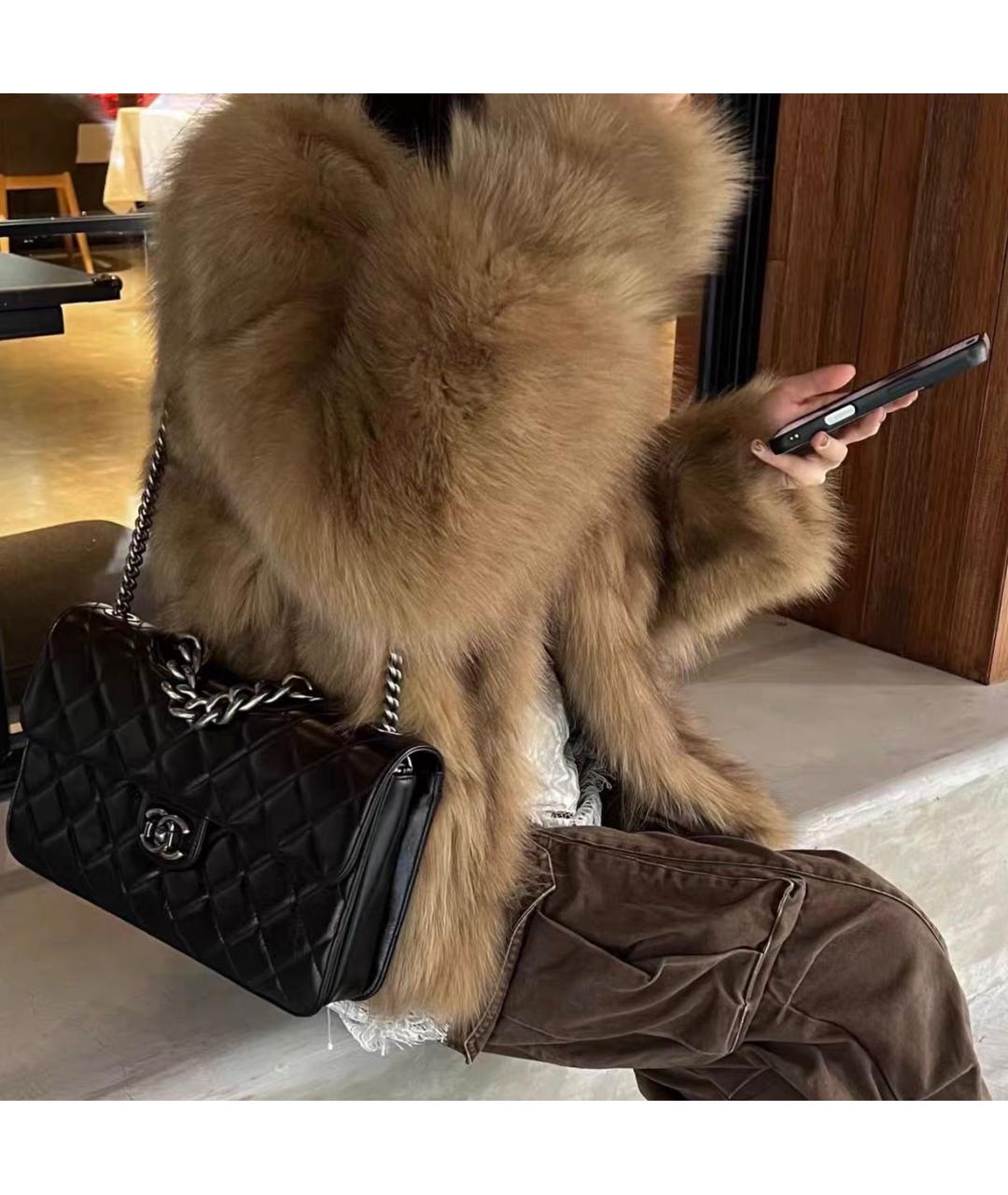 CHANEL Черная кожаная сумка через плечо, фото 8