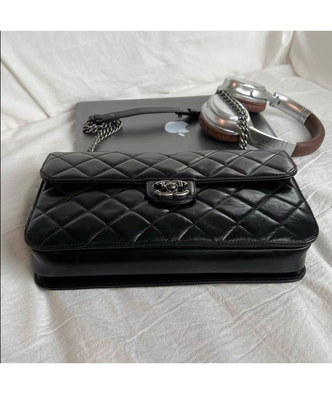 CHANEL Черная кожаная сумка через плечо, фото 3