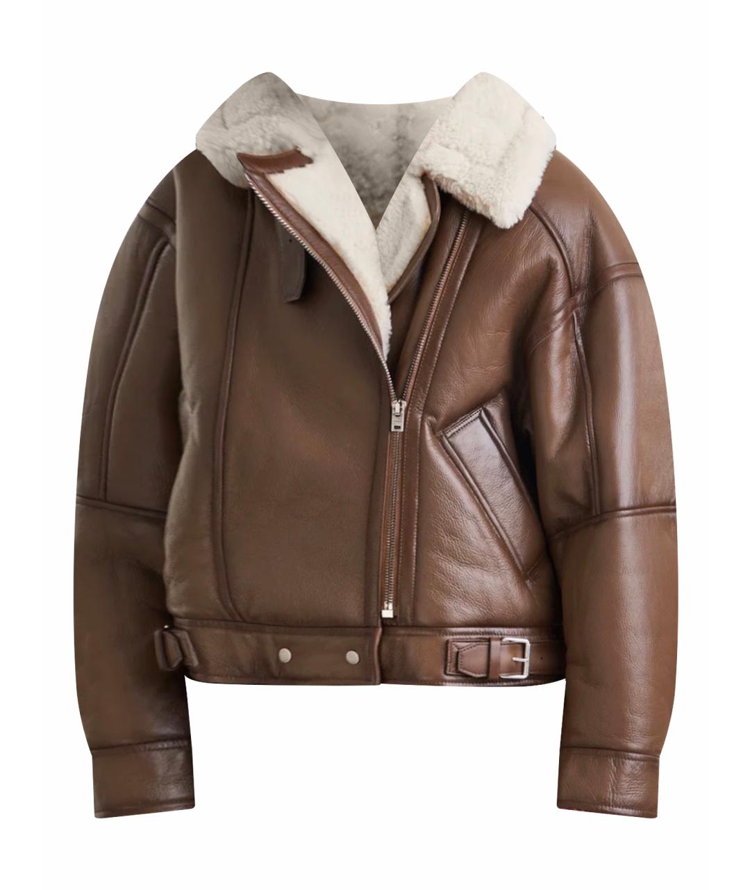 ACNE STUDIOS Коричневая кожаная дубленка, фото 1