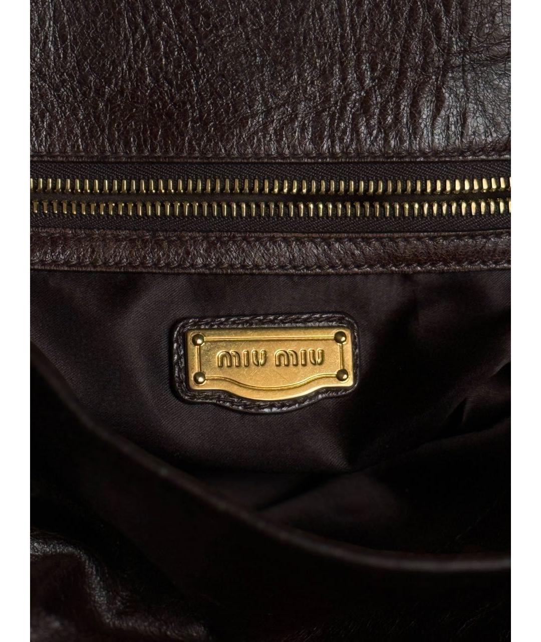 MIU MIU Коричневая кожаная сумка с короткими ручками, фото 8