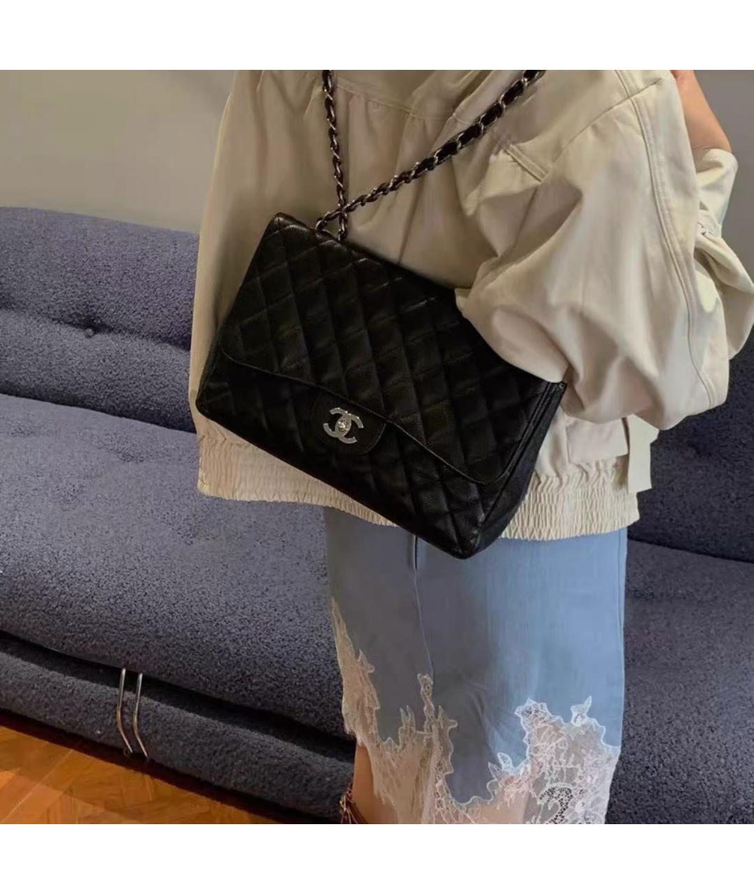 CHANEL Черная кожаная сумка через плечо, фото 8