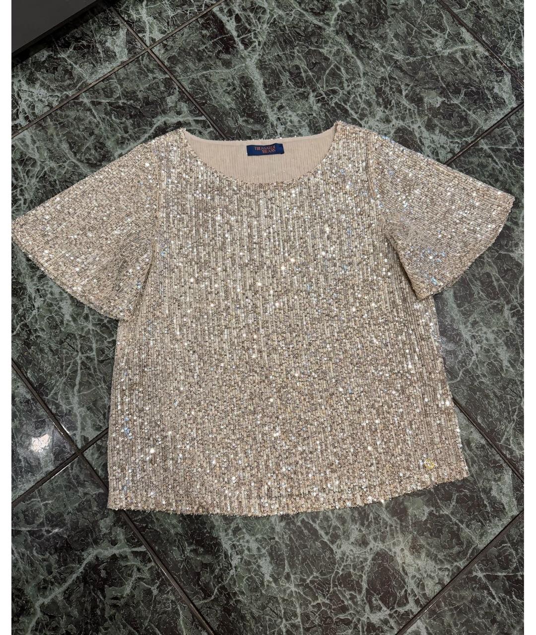 TRUSSARDI JEANS Бежевая полиэстеровая блузы, фото 8