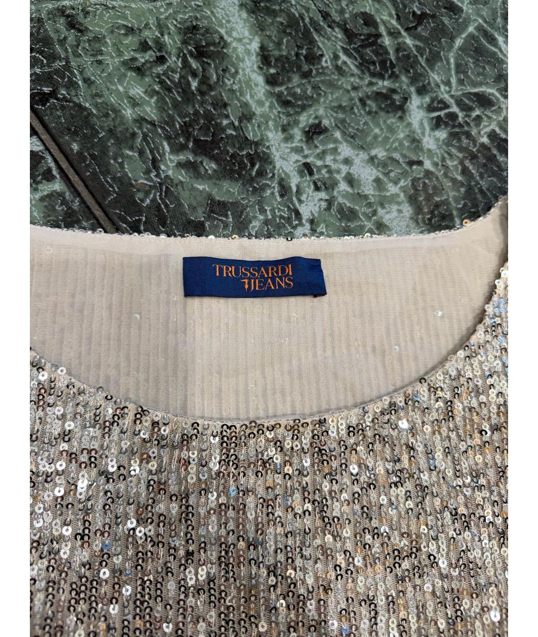 TRUSSARDI JEANS Бежевая полиэстеровая блузы, фото 2