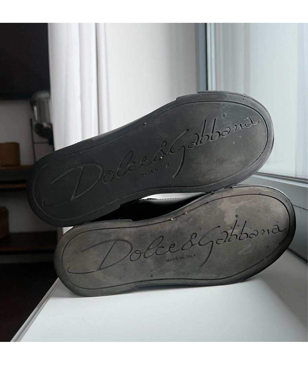 DOLCE&GABBANA Черные кожаные кеды, фото 5