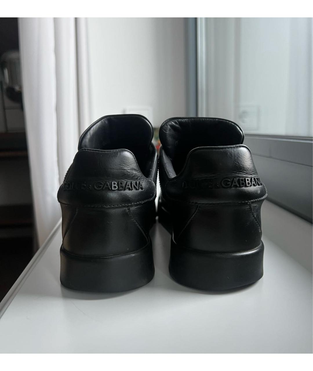 DOLCE&GABBANA Черные кожаные кеды, фото 4