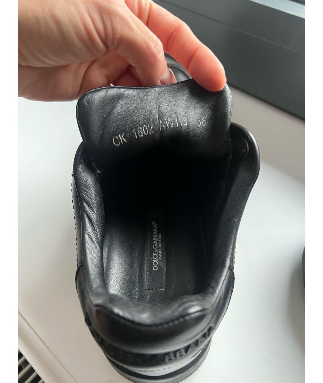 DOLCE&GABBANA Черные кожаные кеды, фото 6