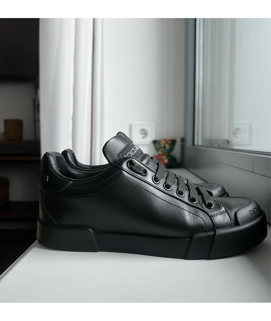 DOLCE&GABBANA Черные кожаные кеды, фото 7