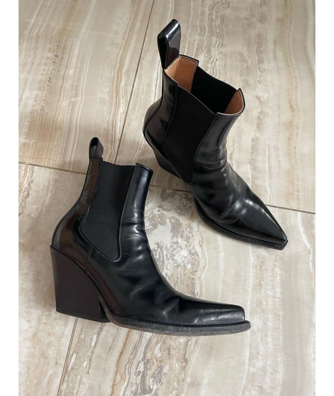 CELINE Черные кожаные полусапоги, фото 5