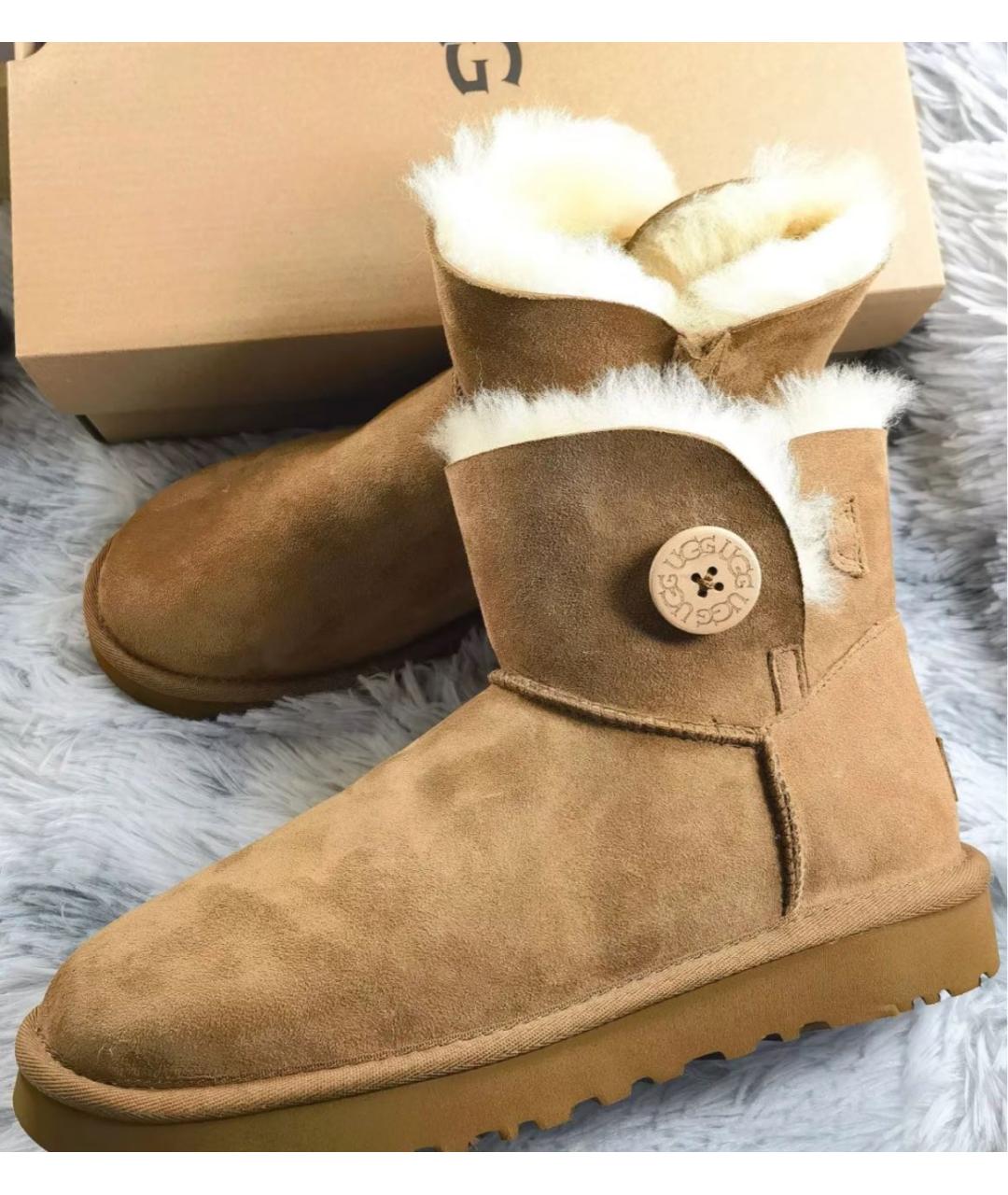 UGG AUSTRALIA Горчичные замшевые полусапоги, фото 4