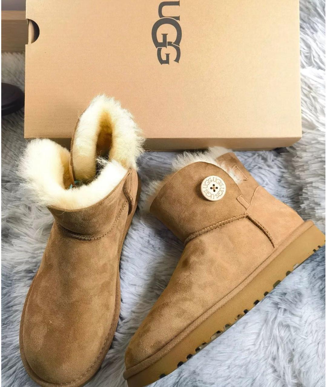 UGG AUSTRALIA Горчичные замшевые полусапоги, фото 3
