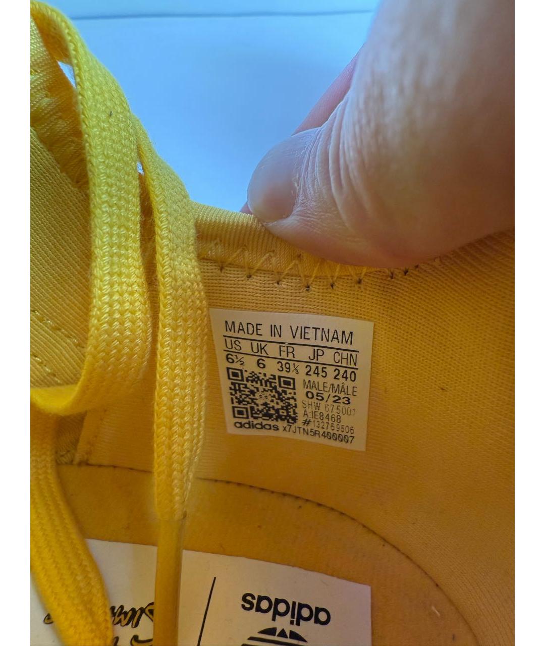 ADIDAS Желтые текстильные низкие кроссовки / кеды, фото 7