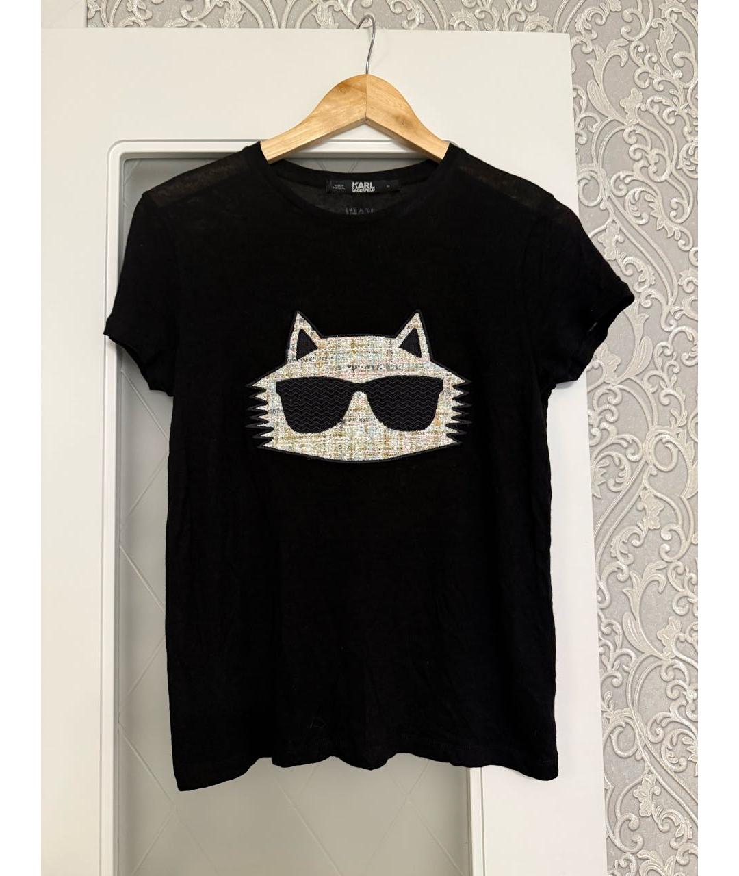 KARL LAGERFELD Черная вискозная футболка, фото 6