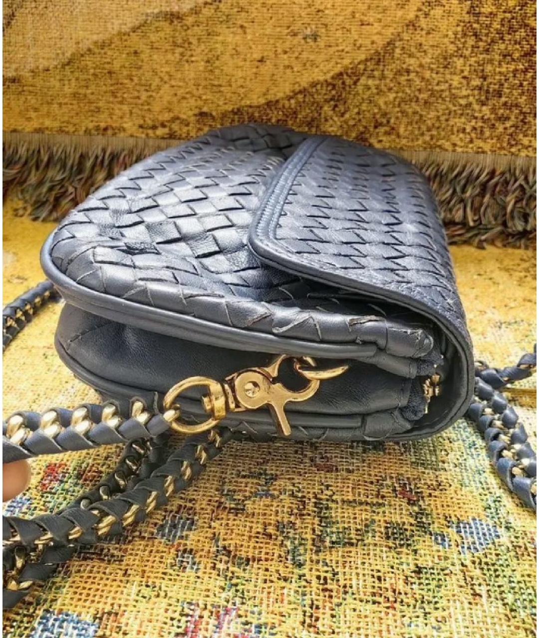 BOTTEGA VENETA Синяя кожаная сумка через плечо, фото 8