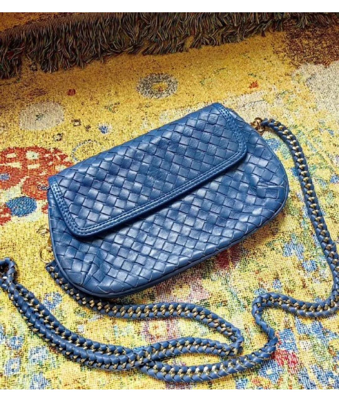 BOTTEGA VENETA Синяя кожаная сумка через плечо, фото 5