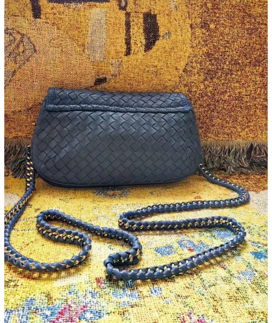 BOTTEGA VENETA Синяя кожаная сумка через плечо, фото 7