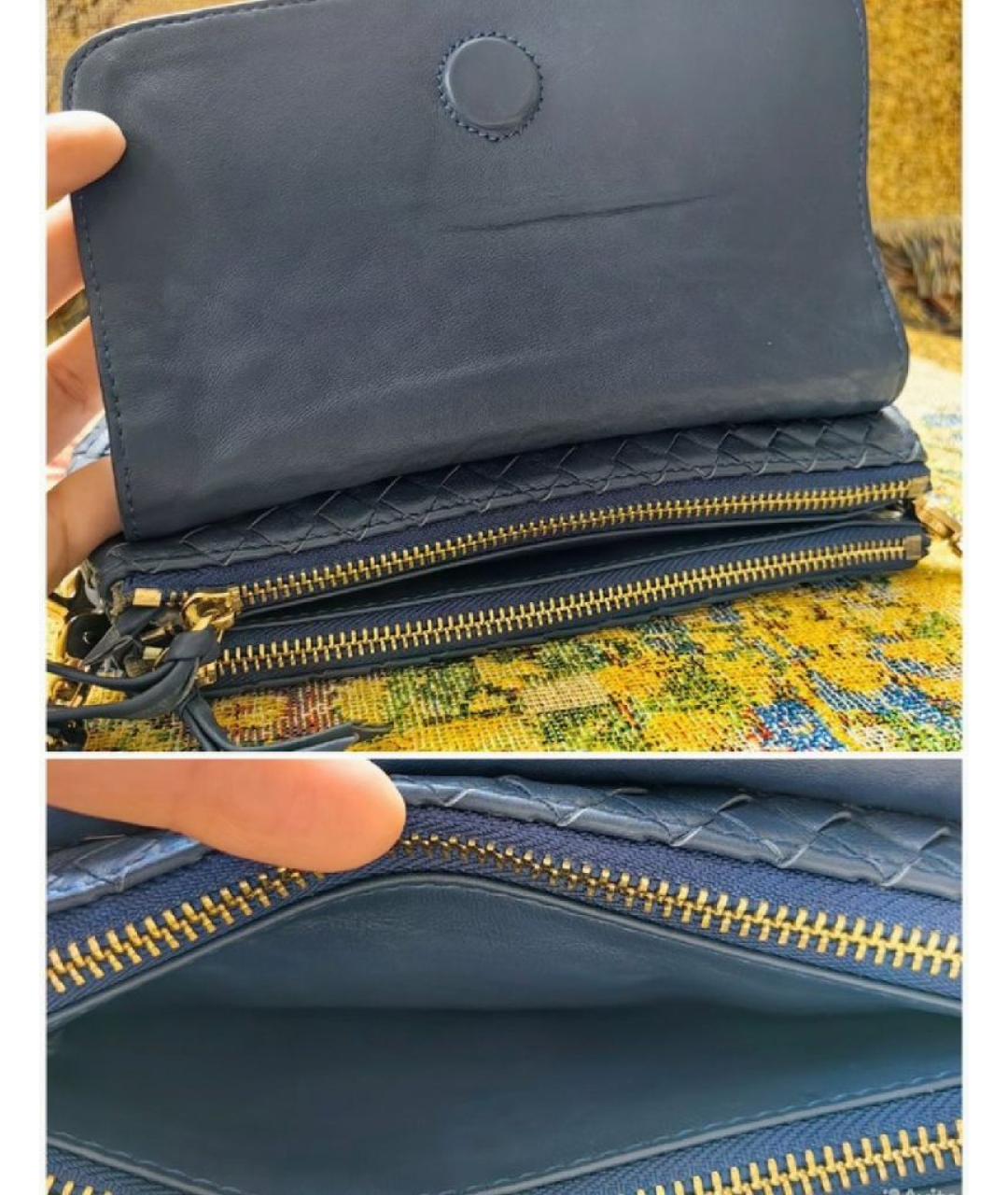 BOTTEGA VENETA Синяя кожаная сумка через плечо, фото 9