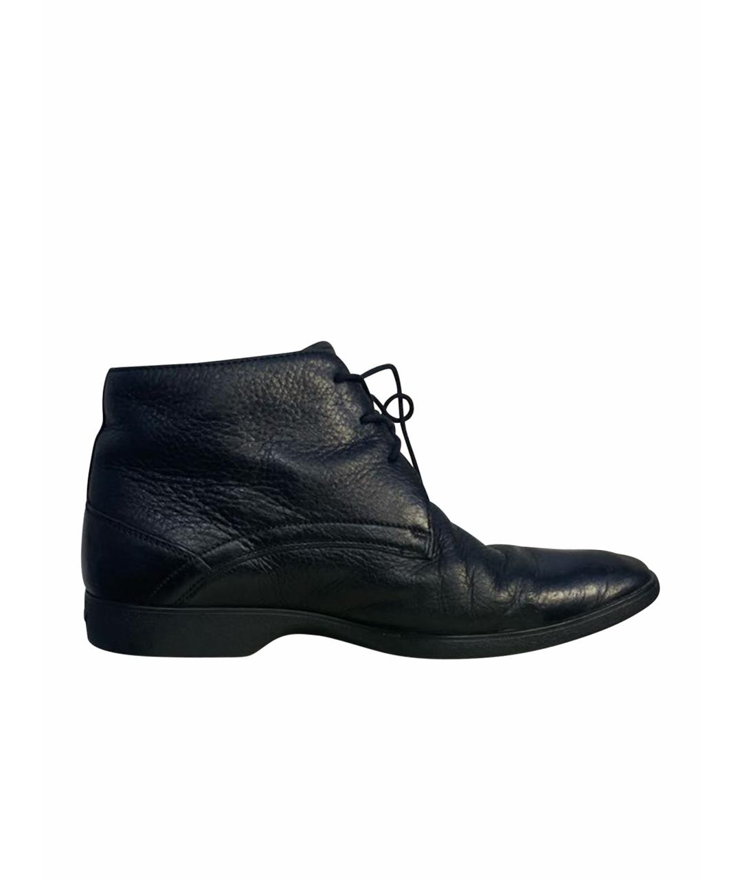 BALLY Черные кожаные высокие ботинки, фото 1