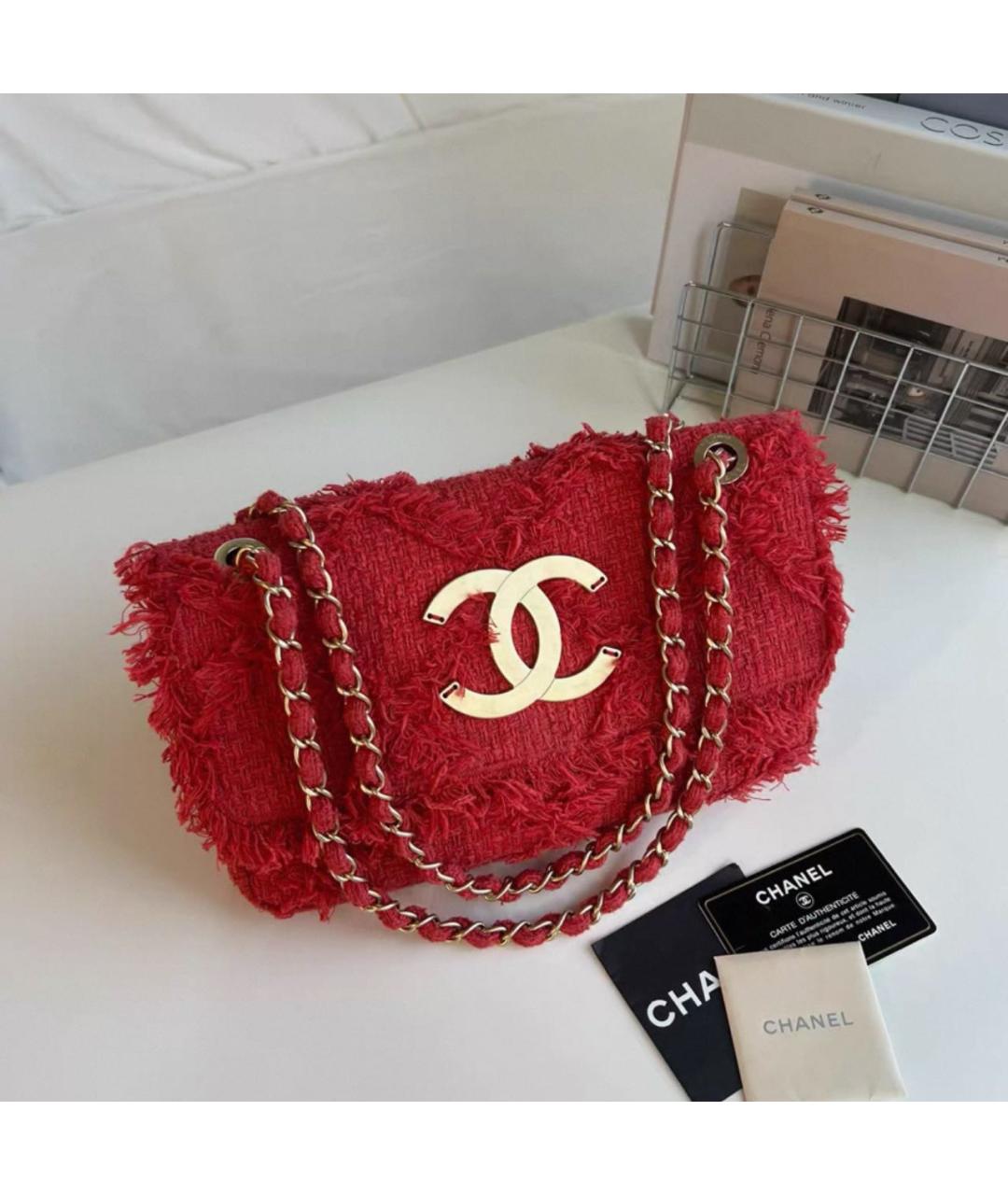 CHANEL Красная тканевая сумка через плечо, фото 9