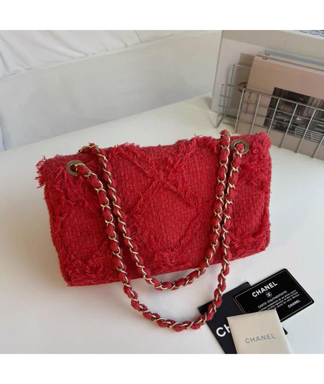 CHANEL Красная тканевая сумка через плечо, фото 2