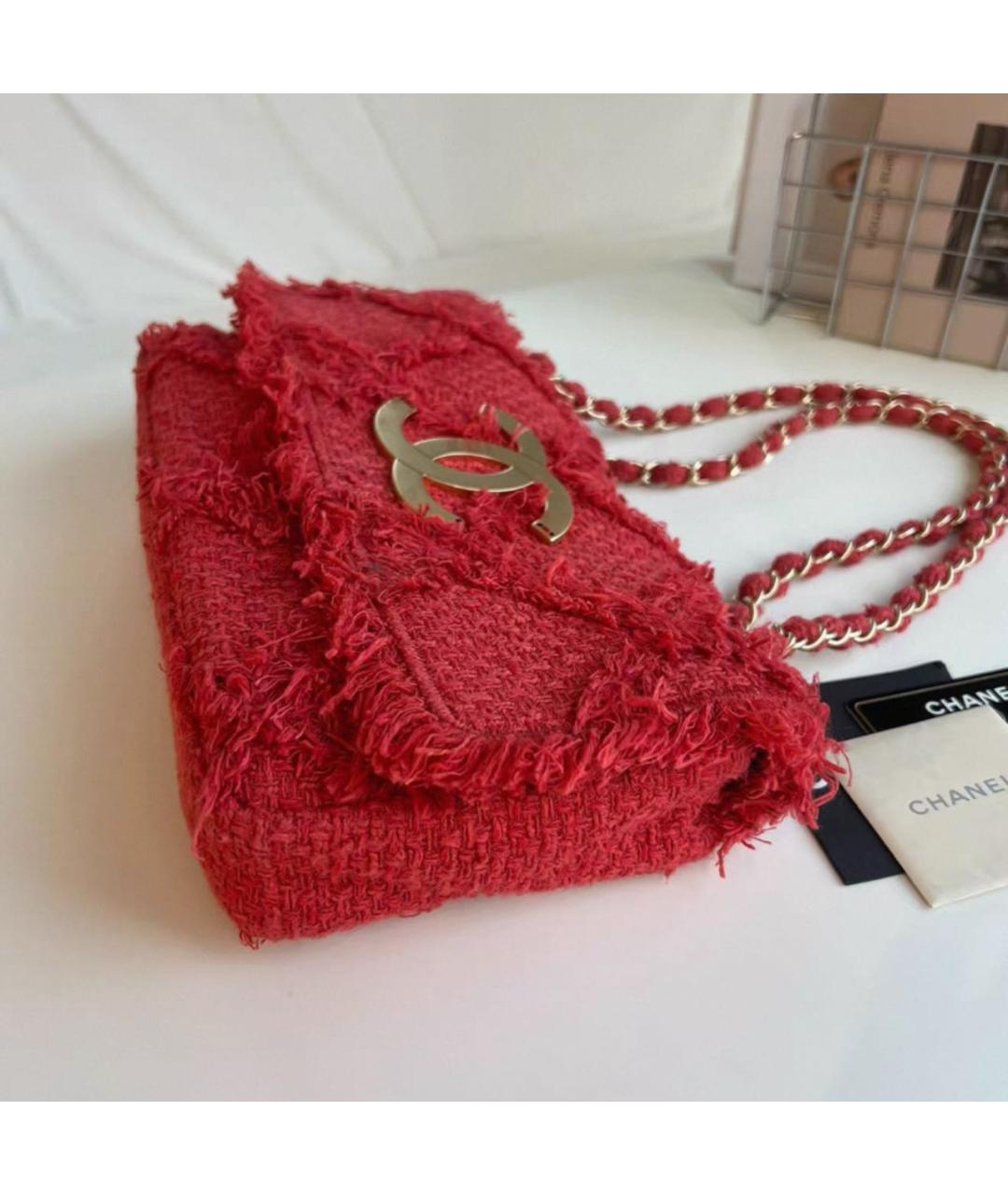 CHANEL Красная тканевая сумка через плечо, фото 4