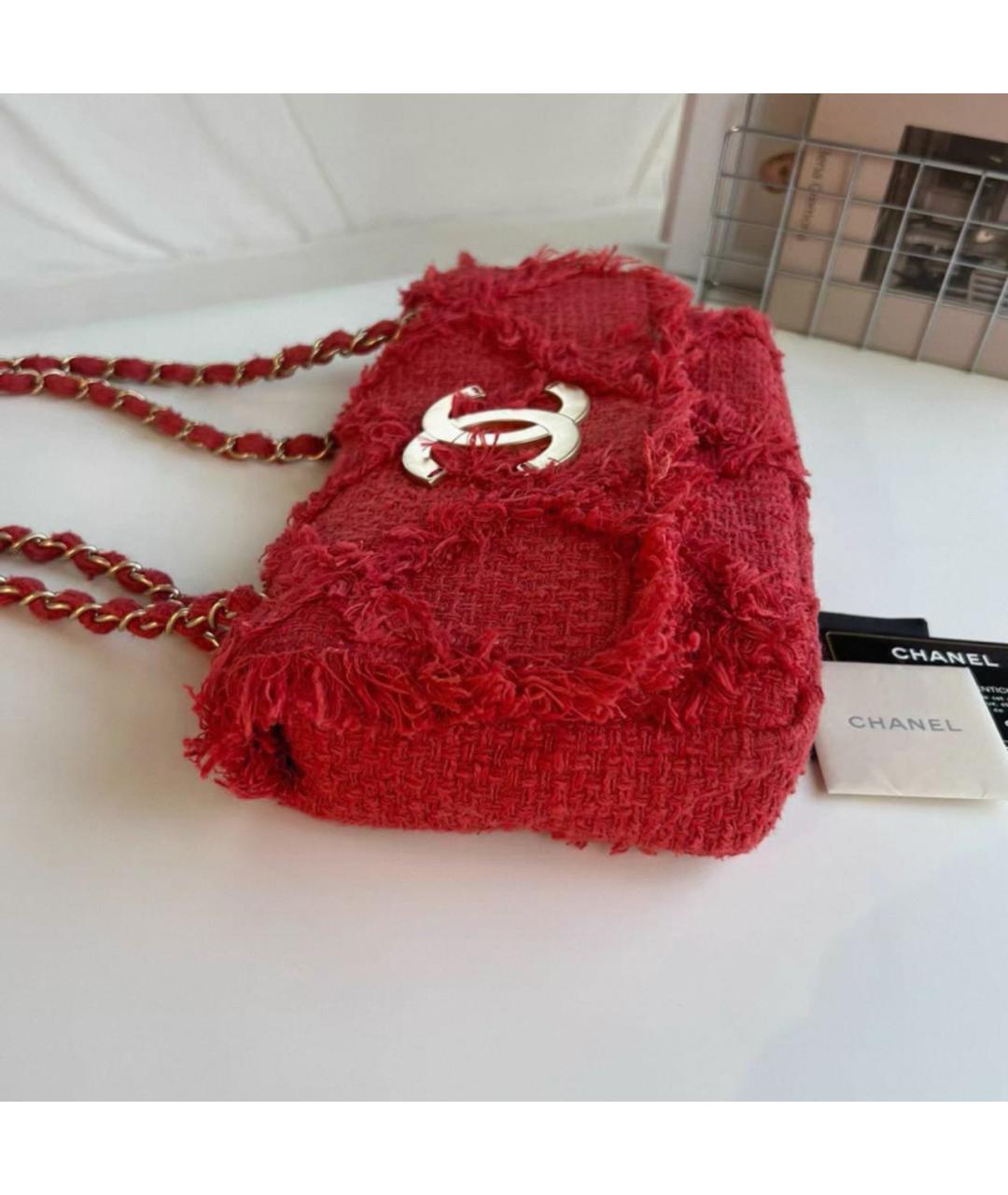 CHANEL Красная тканевая сумка через плечо, фото 5
