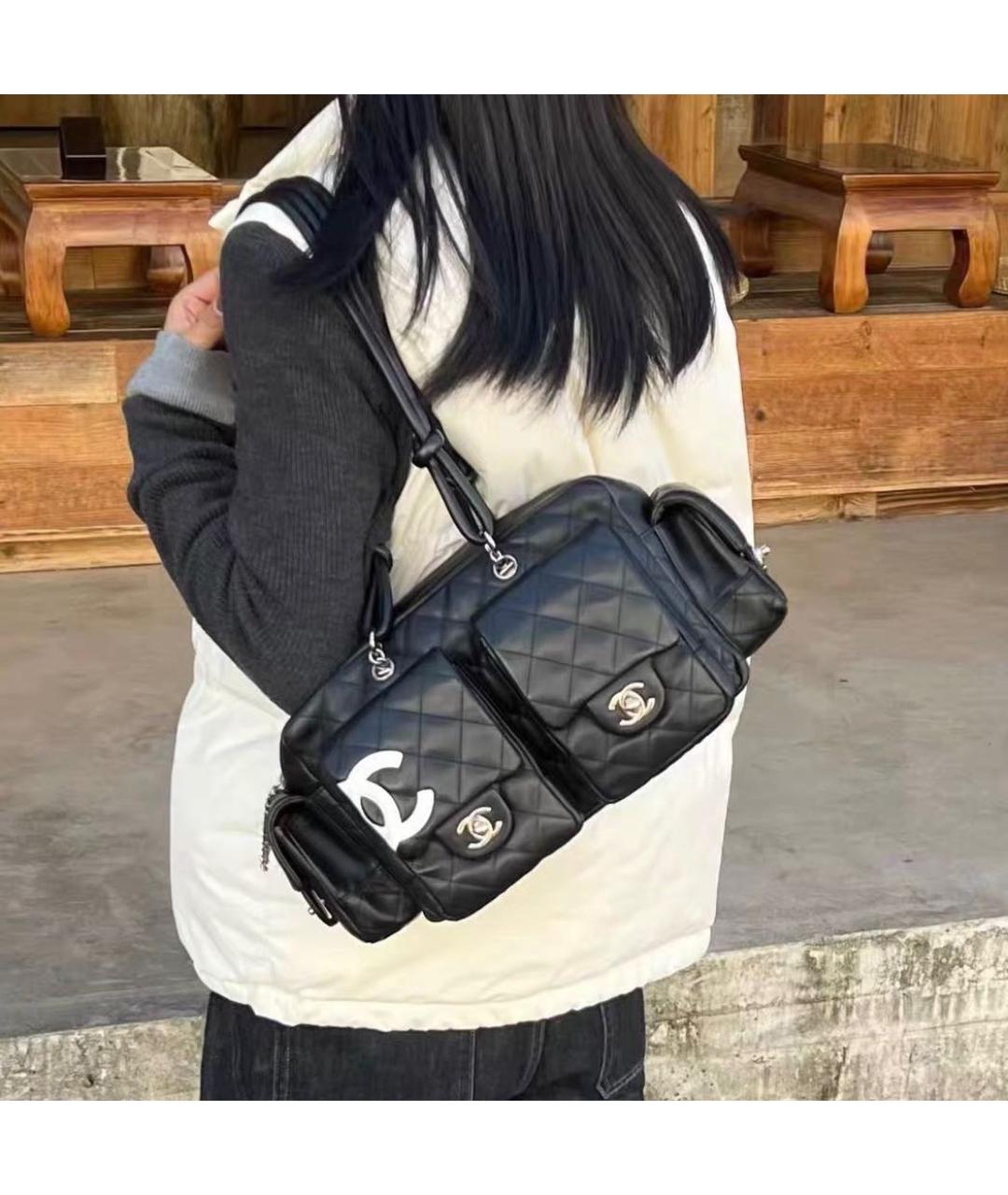 CHANEL Черная кожаная сумка через плечо, фото 8