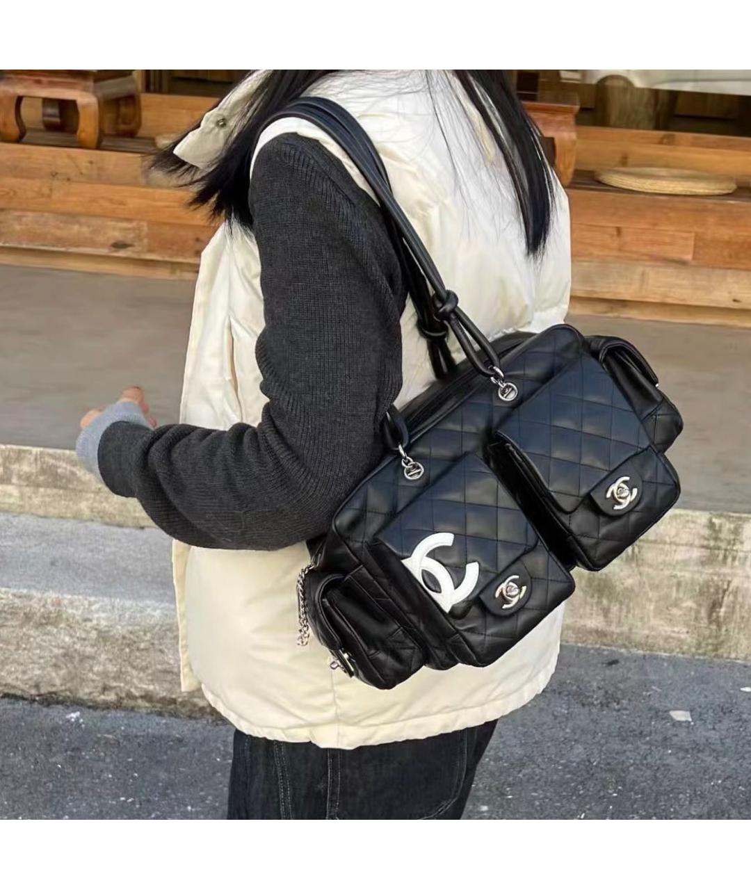 CHANEL Черная кожаная сумка через плечо, фото 6