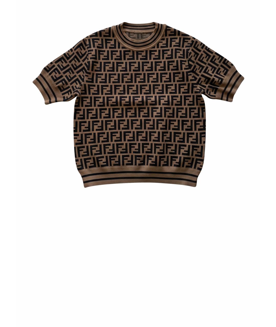 FENDI Коричневый вискозный детская футболка / топ, фото 1