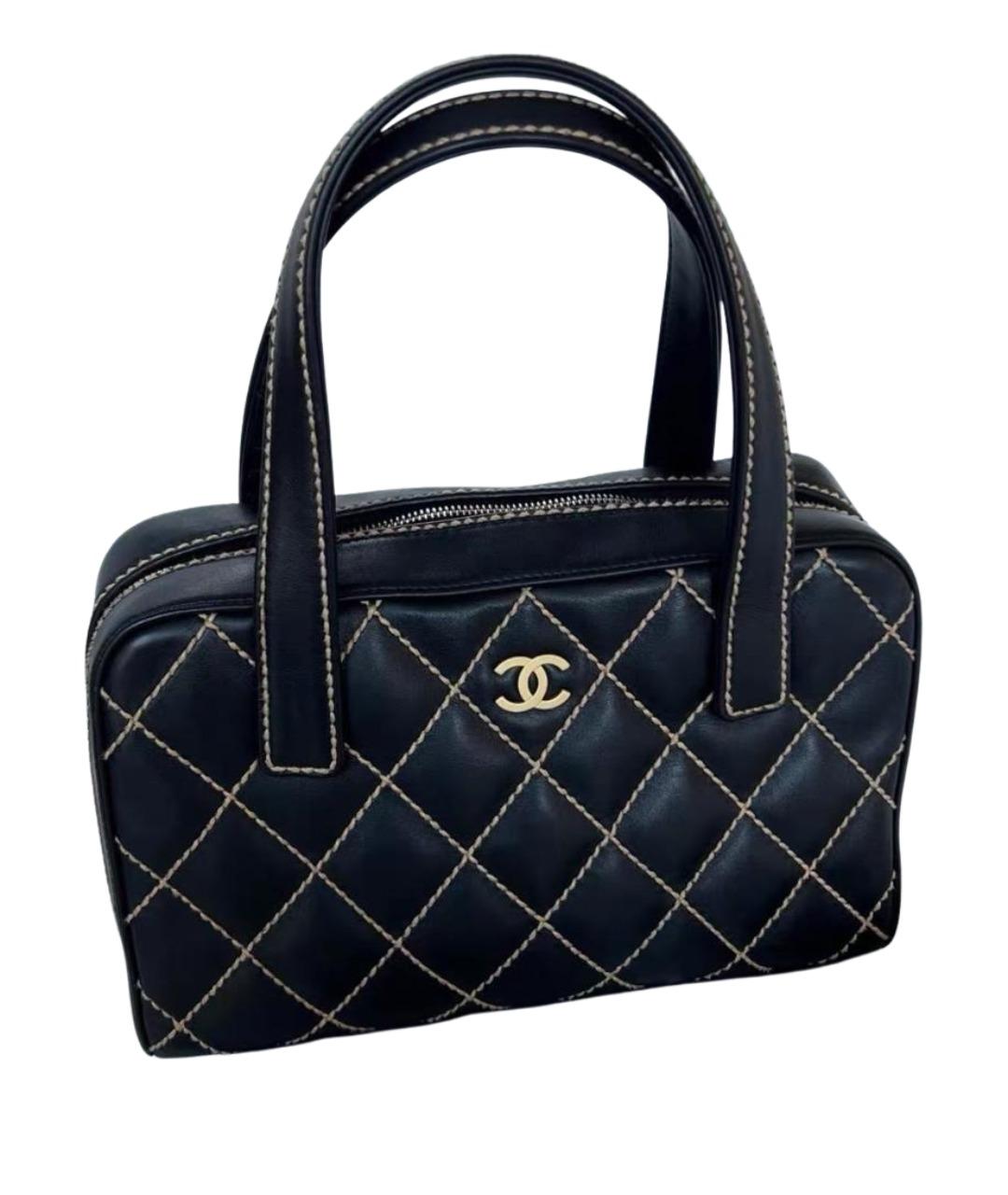 CHANEL Черная кожаная сумка с короткими ручками, фото 1