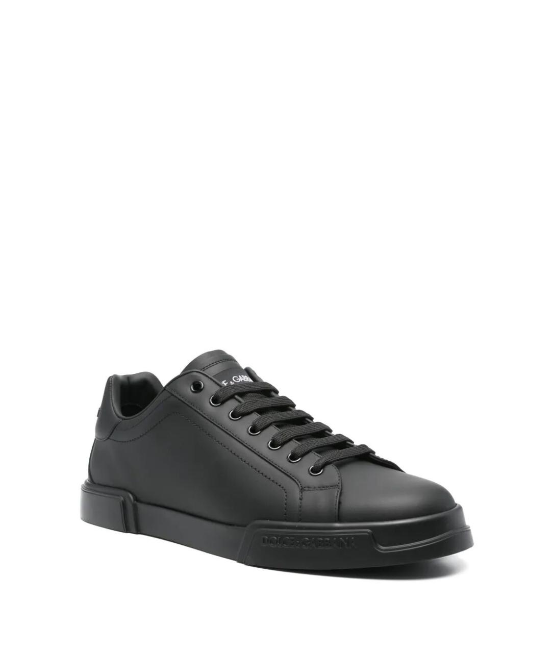 DOLCE&GABBANA Черные кожаные низкие кроссовки / кеды, фото 1