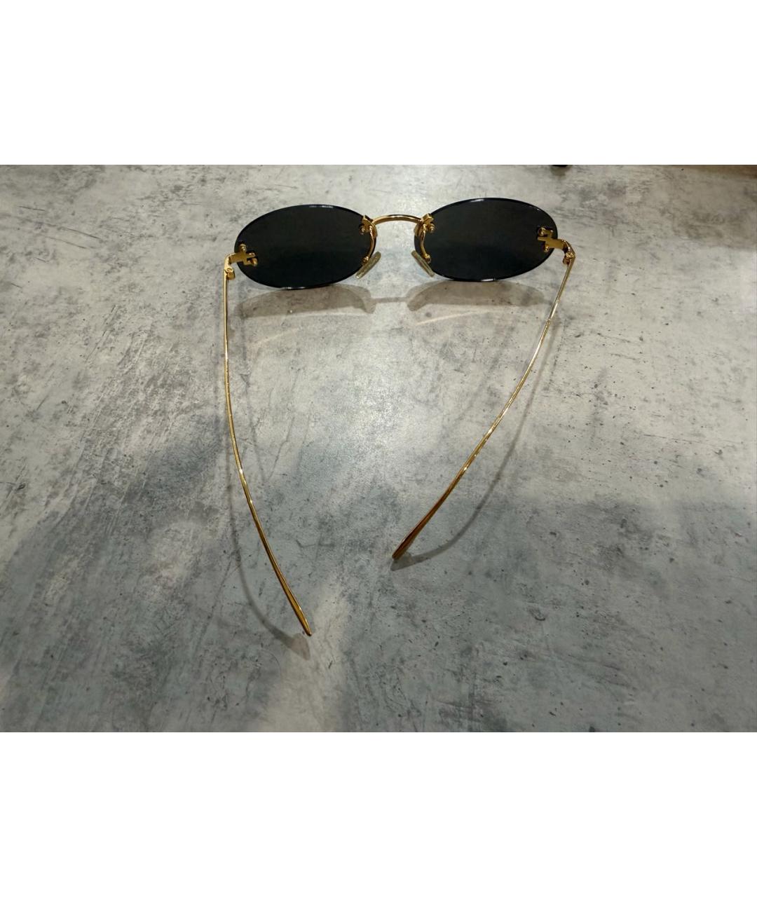 FENDI Золотые металлические солнцезащитные очки, фото 2