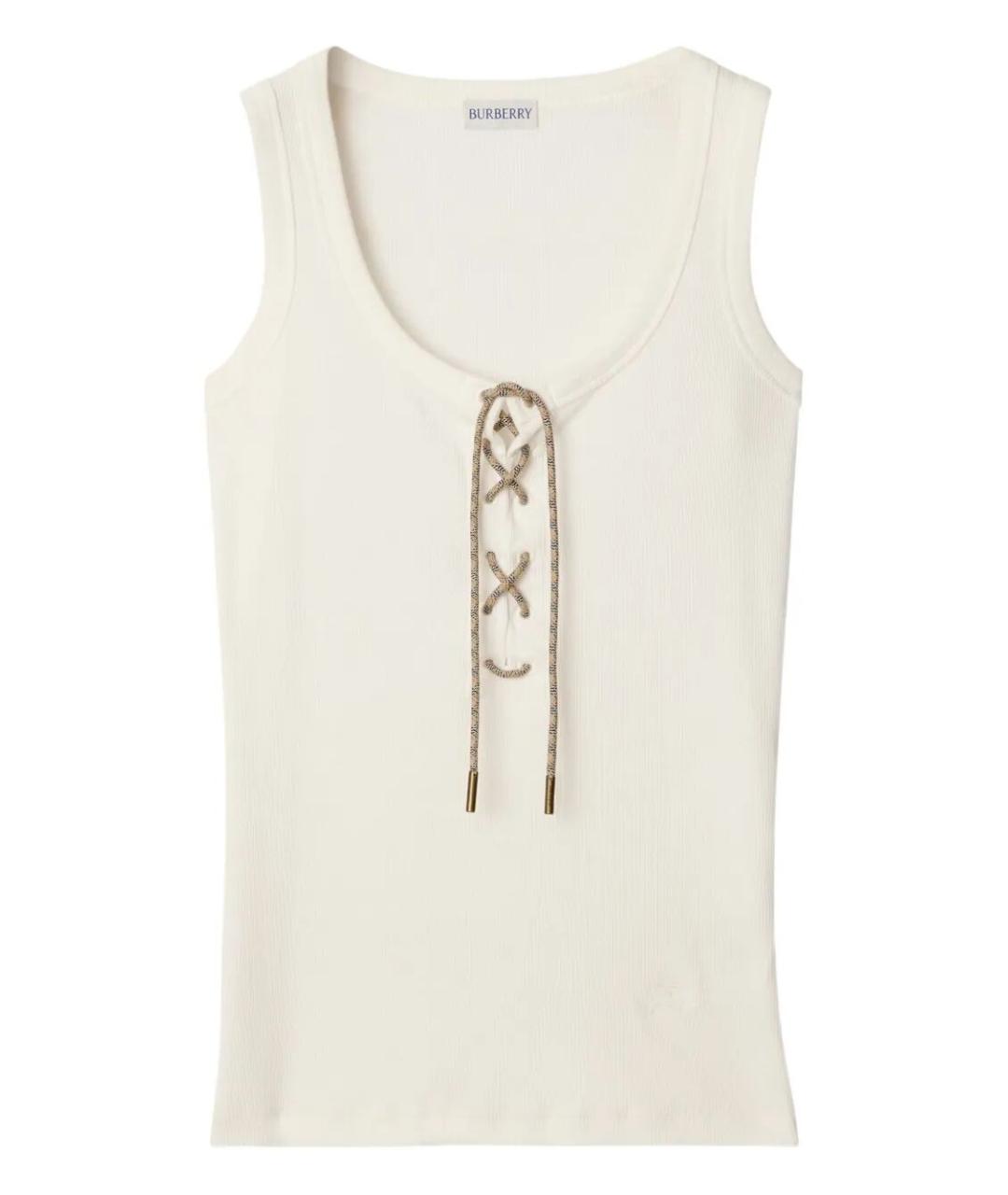 BURBERRY Белая хлопко-эластановая майка, фото 1