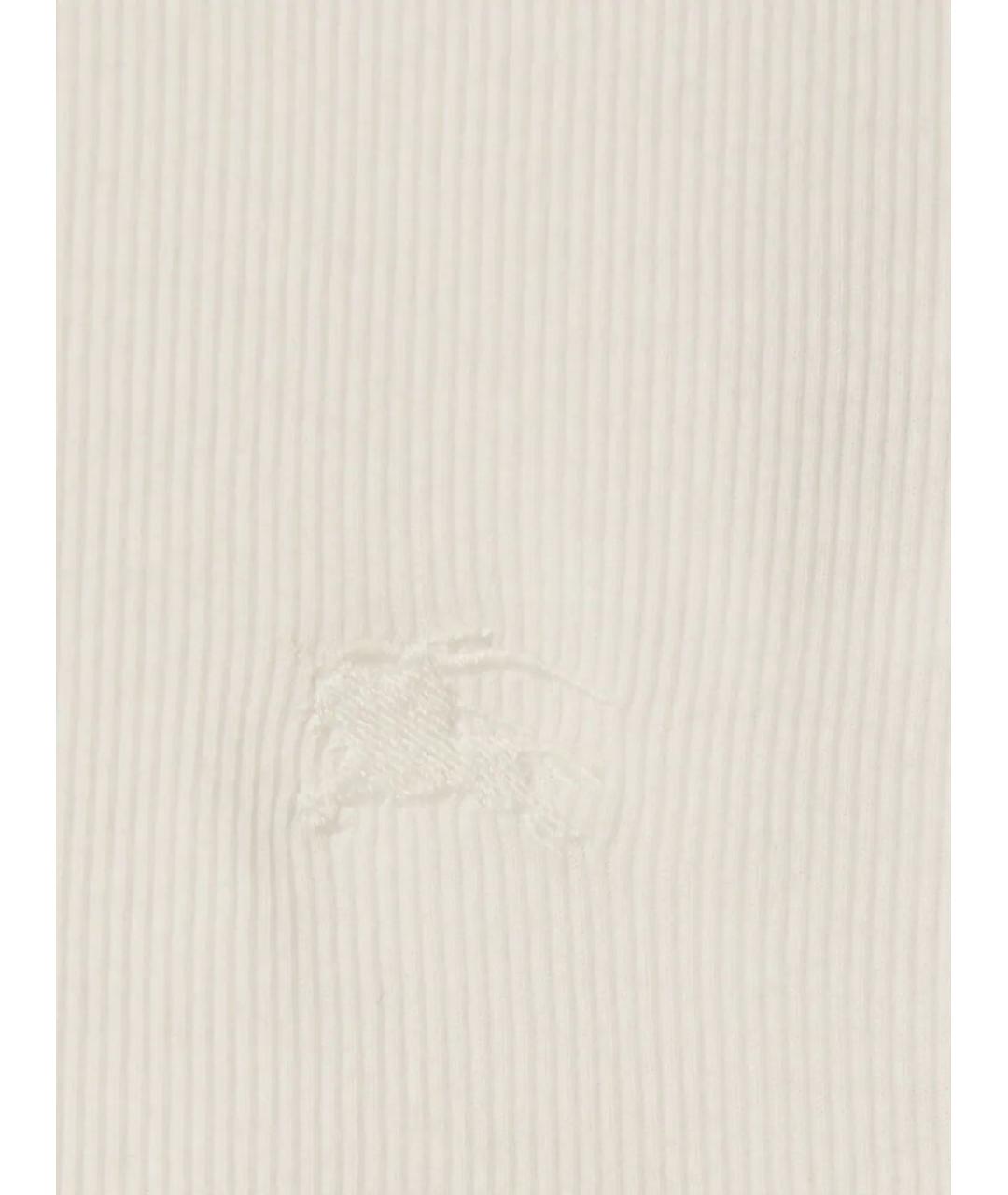 BURBERRY Белая хлопко-эластановая майка, фото 4