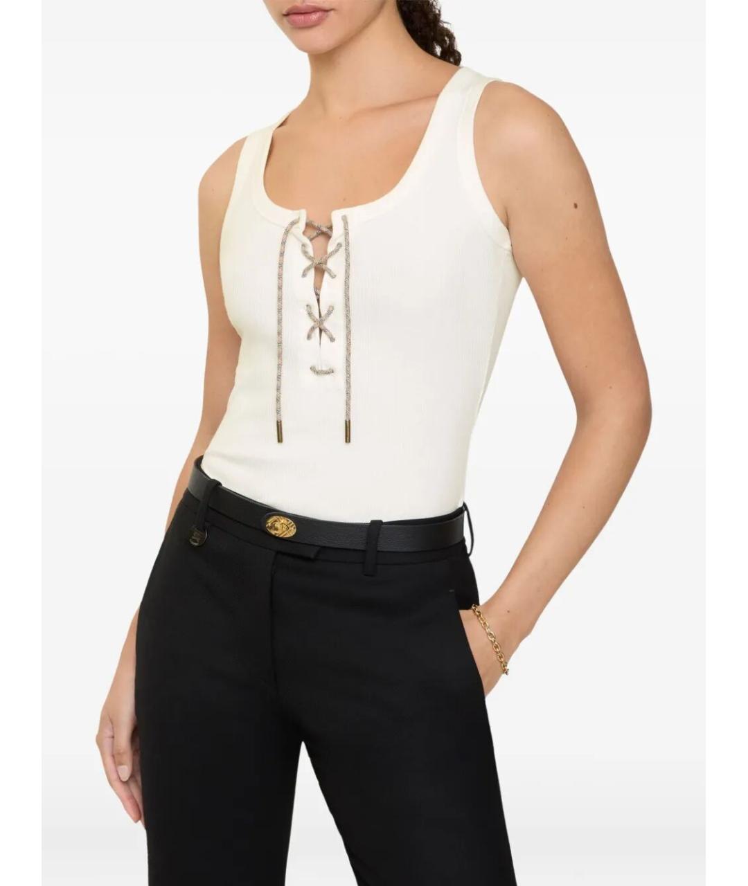 BURBERRY Белая хлопко-эластановая майка, фото 2