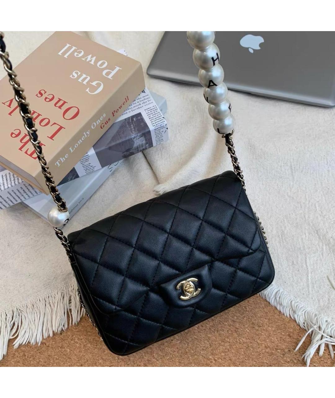 CHANEL Черная кожаная сумка через плечо, фото 4