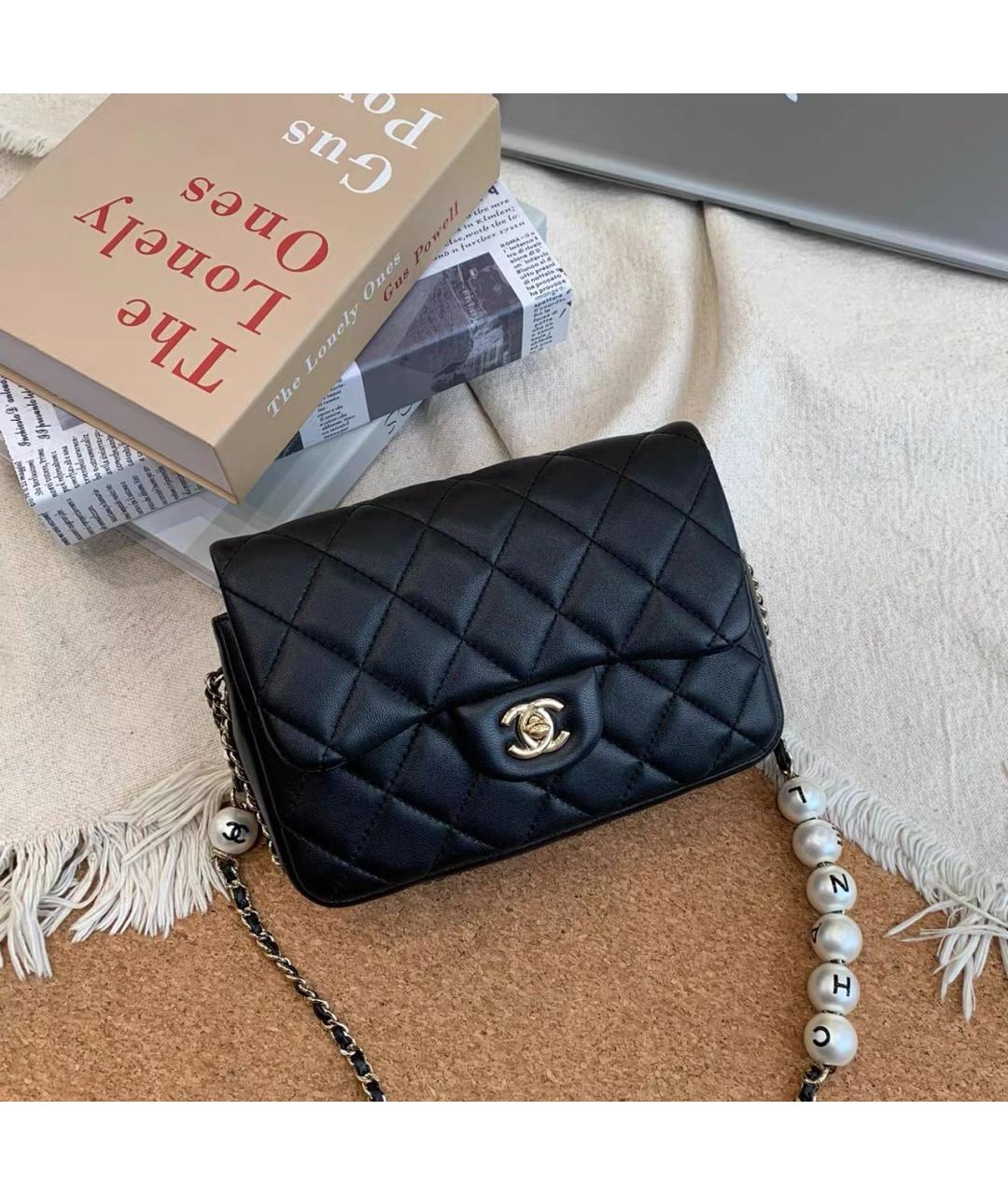 CHANEL Черная кожаная сумка через плечо, фото 9