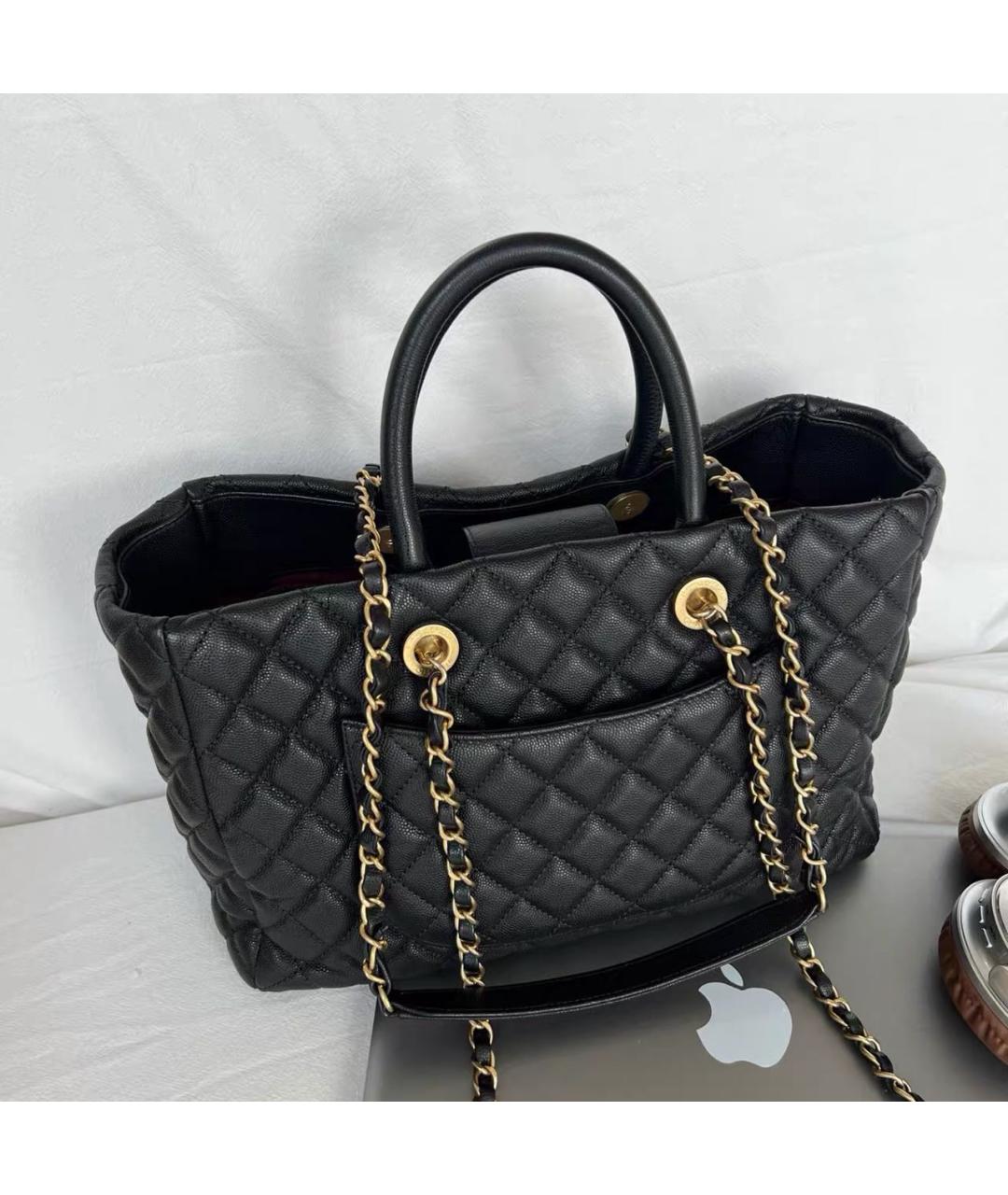 CHANEL Черная кожаная сумка тоут, фото 2