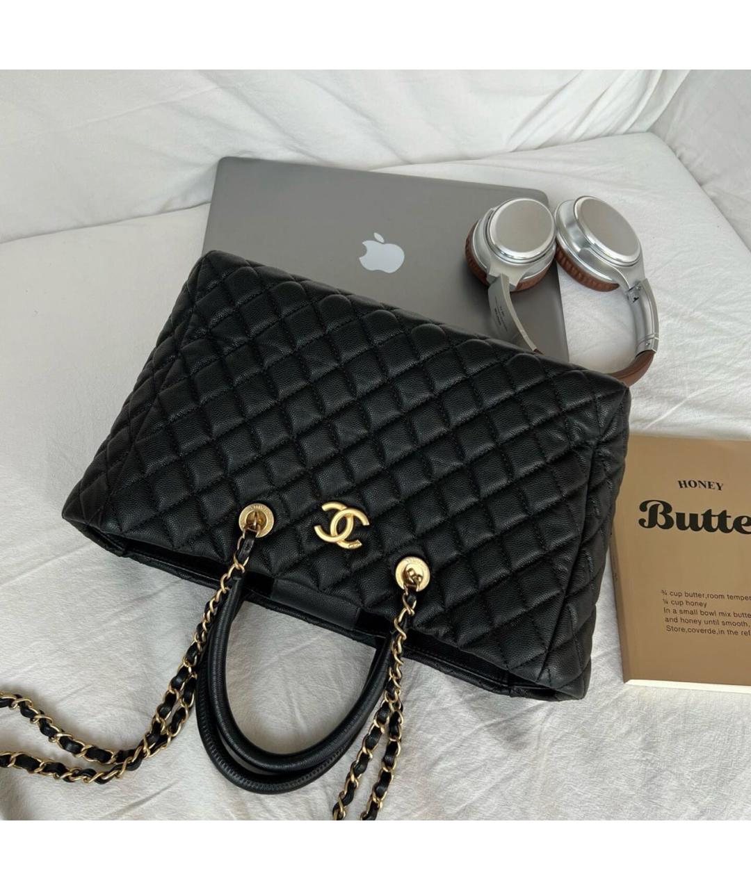 CHANEL Черная кожаная сумка тоут, фото 3