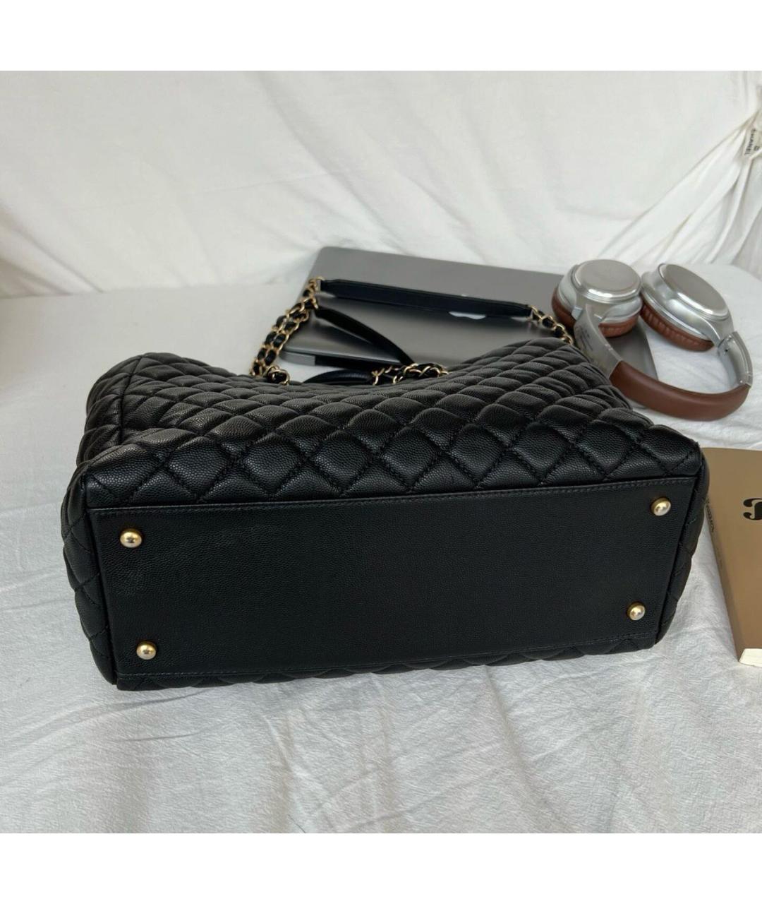 CHANEL Черная кожаная сумка тоут, фото 5